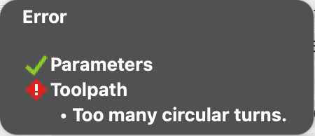"Too many circular turns" in Thread toolpath of Fusion
