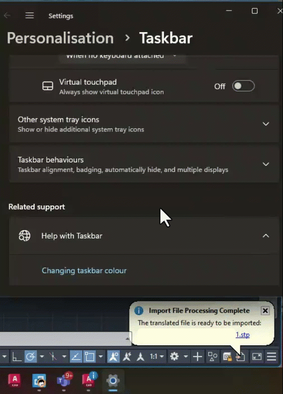 White i on blue dot displayed on taskbar icon of AutoCAD
