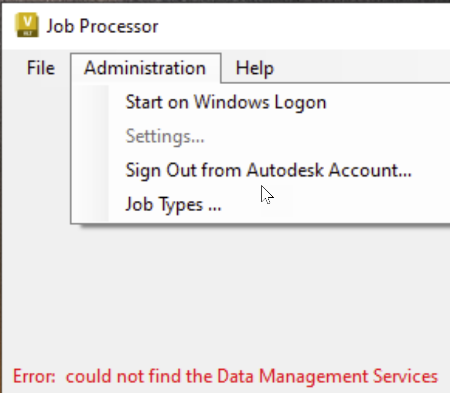 Vault Job Processorに「Data Management Servicesが見つかりませんでした」というメッセージが表示されます