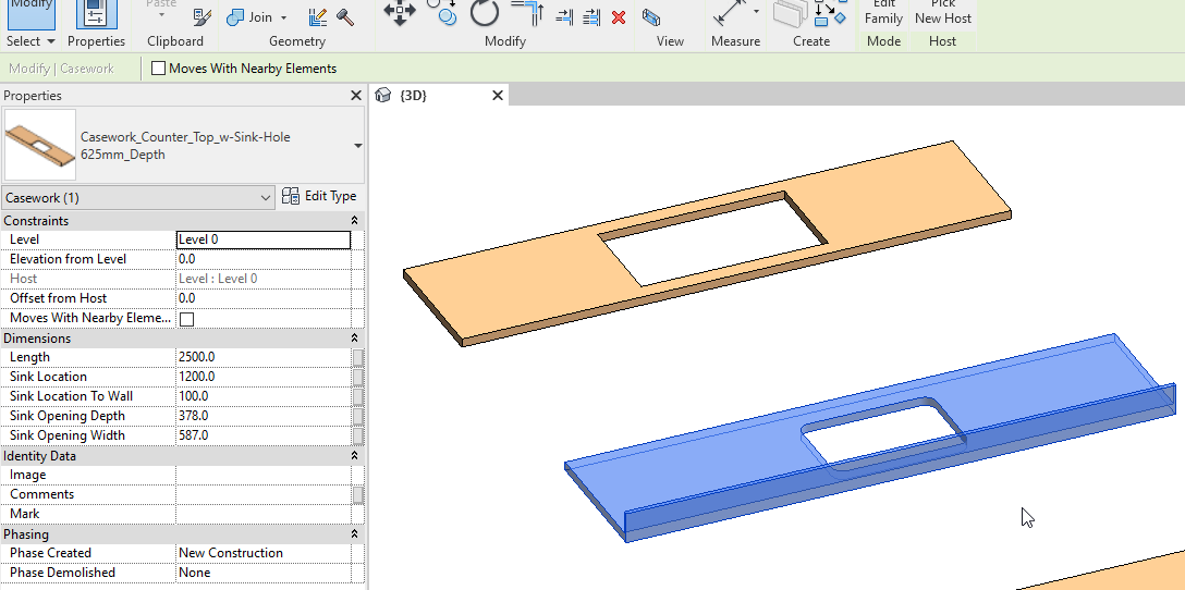 sink-family-not-cutting-the-worktop-is-placed-on-in-project-in-revit