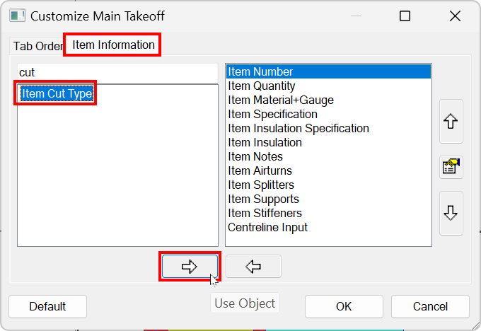 Missing Item Properties on Takeoff dialog in CAMduct