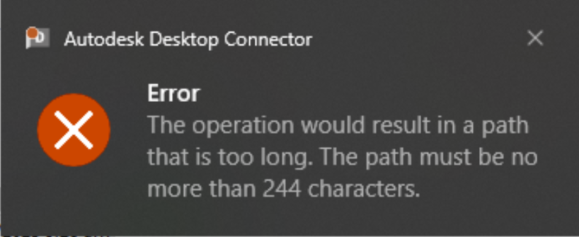 "The operation would result in a path that is too long" notification ...