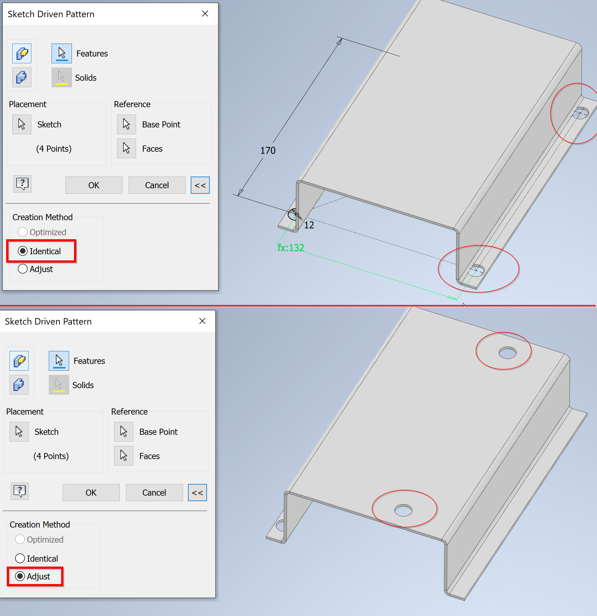 Wrong position of Sketch Driven Pattern occurrences in Inventor sheet ...