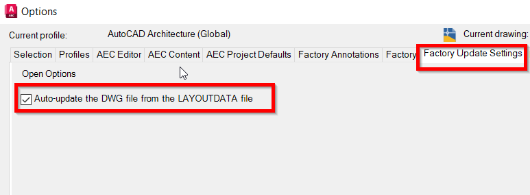 使用 Factory Design Utilities 时，在 AutoCAD 中所做的更改不会更新到 Inventor 布局中