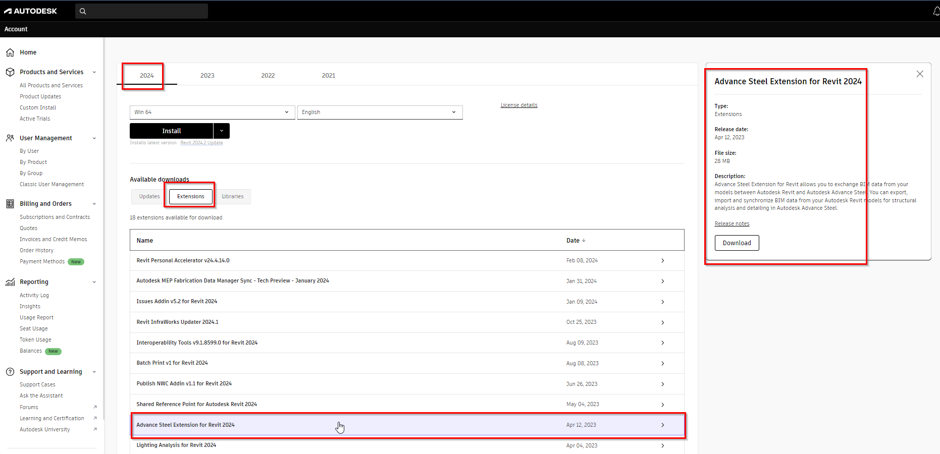 How to download the Advance Steel Extension for Revit
