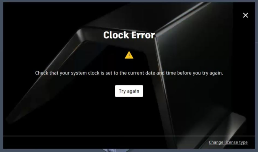 Clock Error Check that your system clock is set to the current