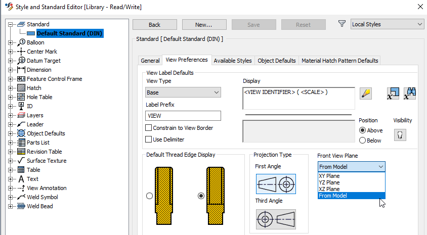 Front view in model differs from Front View in Inventor drawing