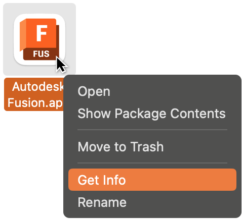 Disable Rosetta 2 translation for Autodesk Fusion on Apple silicon