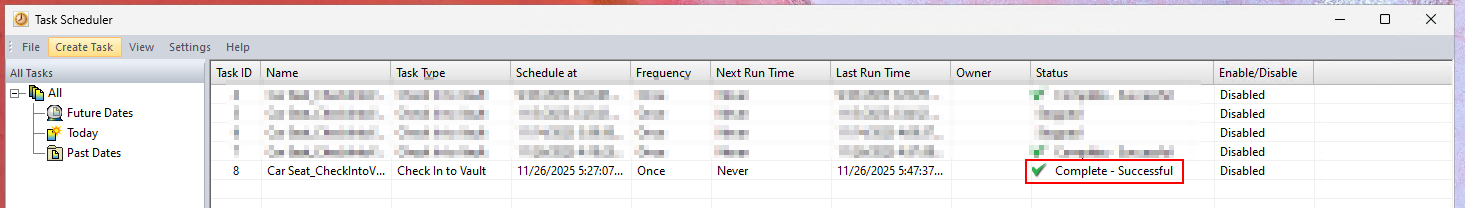 Inventor Task Scheduler does not check-in the files to Vault but shows ...