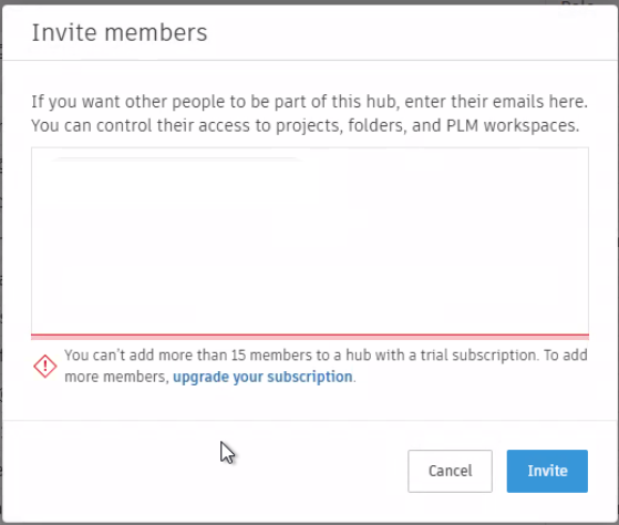 You can't add more than 15 members to a hub with a trial