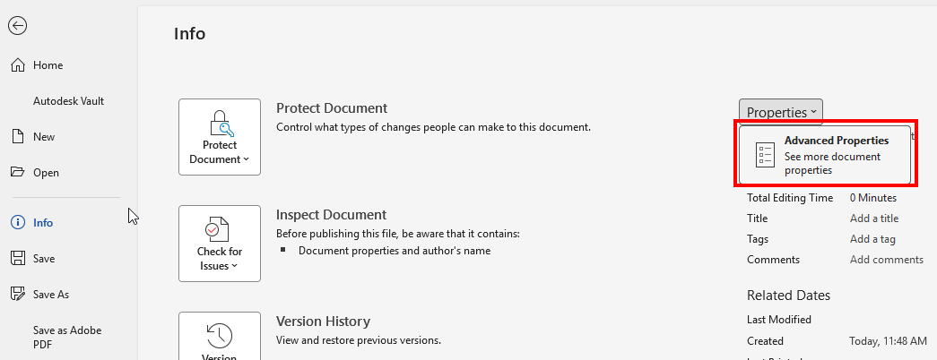 Is it possible to map Vault Revision and show as property inside Word ...