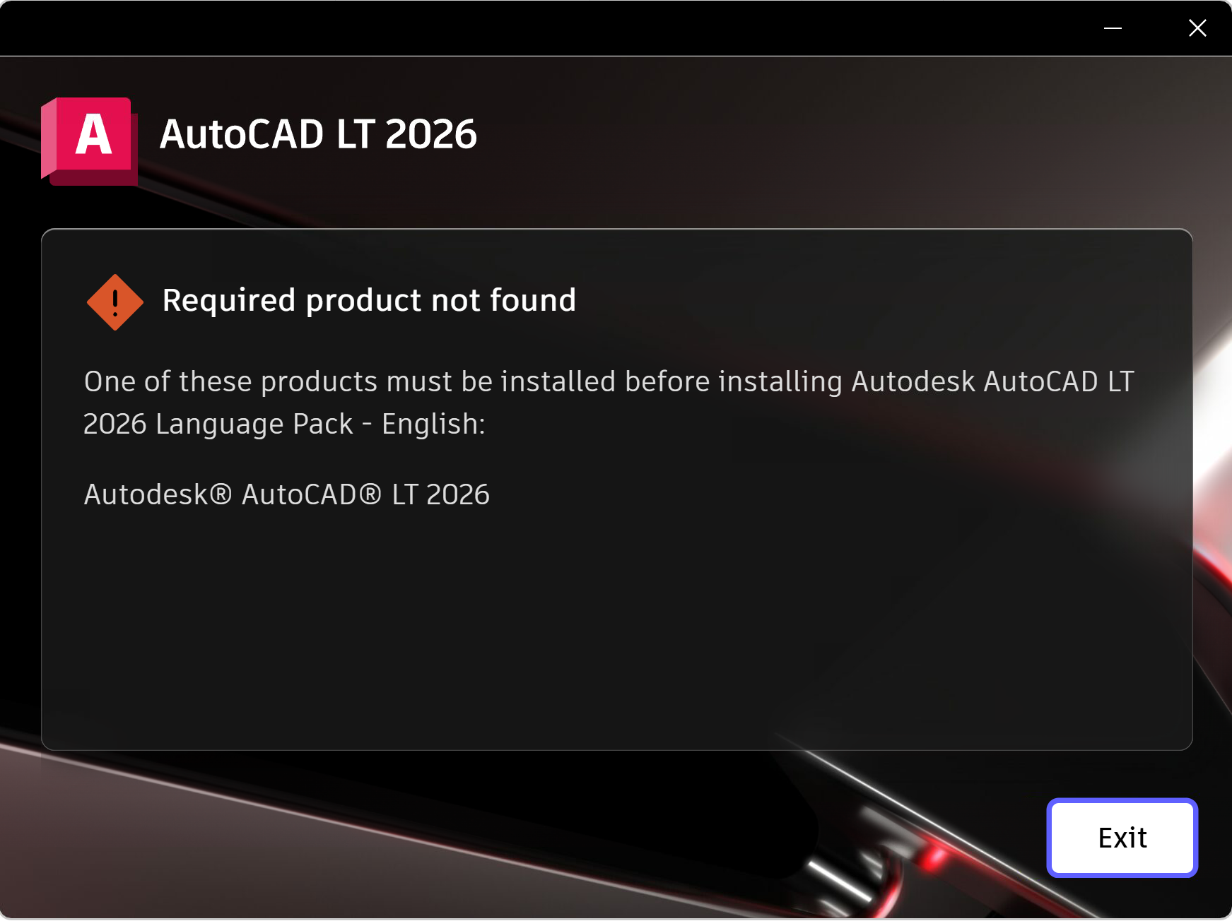 Required product not found