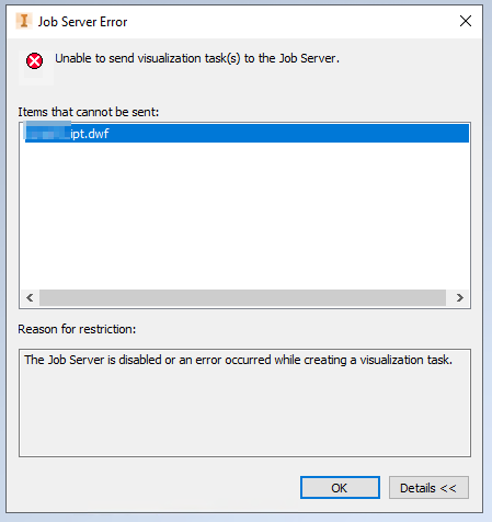 送信できません。ジョブ サーバ.disabled」というエラー メッセージ