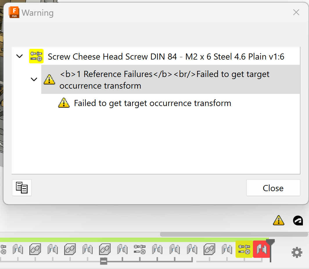 在Fusion 中插入紧固件引发错误参考失败