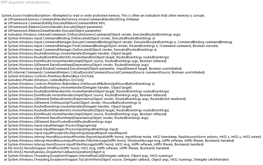 WPF dispatcher unhandled error when loading file into Revit