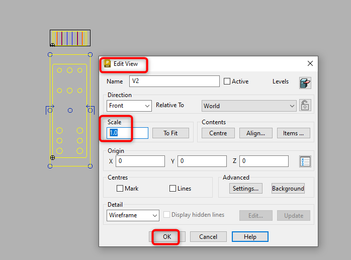 How to change drawing view scale in Powershape