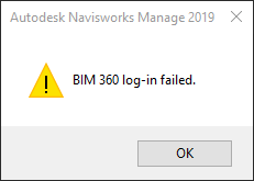 "BIM 360 sign in failed" in Navisworks when selecting specific server