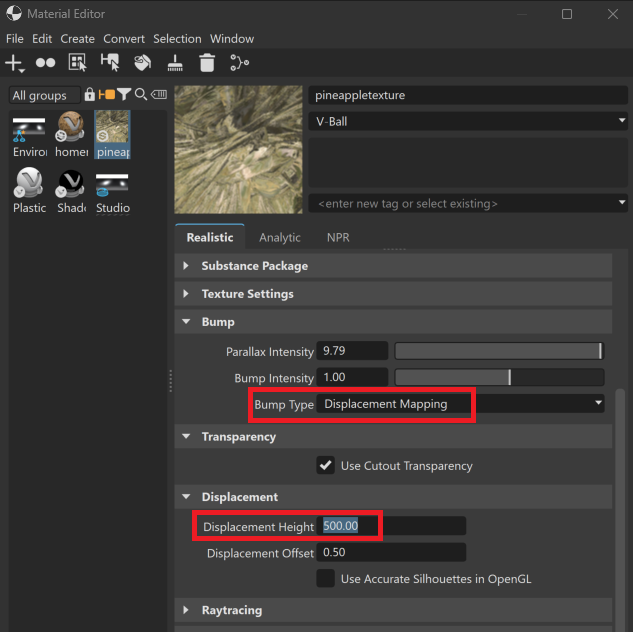 表面の凹凸があるSubstance(.sbsar)ファイルをVRED Substance