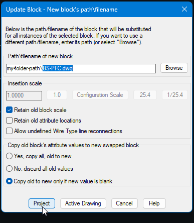 Set up and link title block Attributes with Project Description fields ...