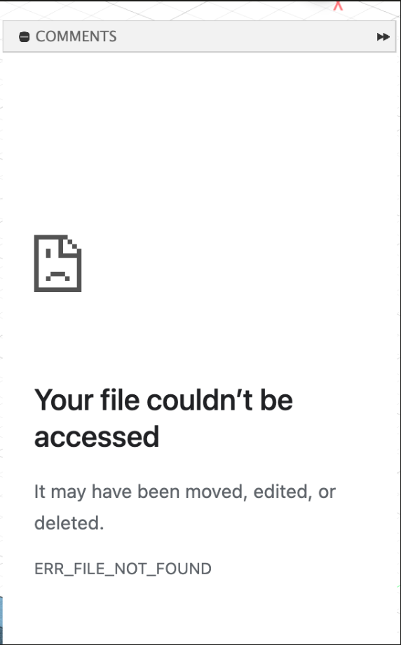 Your file couldn't be accessed message in Data Panel
