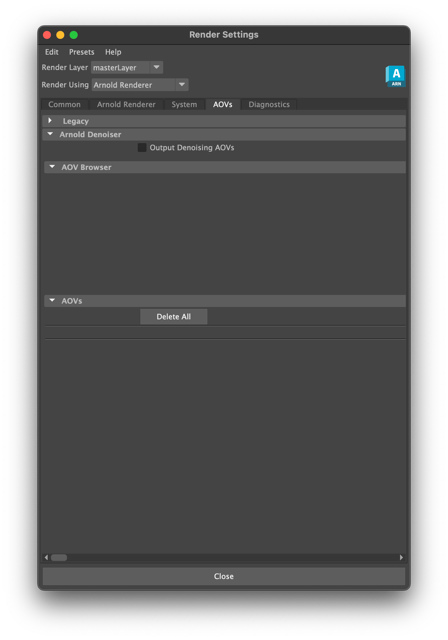 AOV browser missing in MtoA 5.4.7.0 in Maya 2025