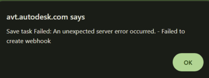 "Save task Failed: An unexpected server error occurred..." when ...