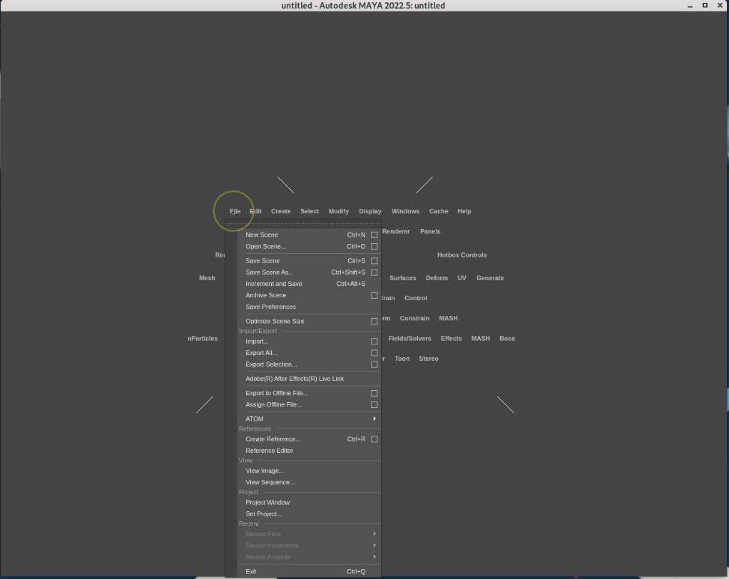 Linux版Mayaを動作環境に無いOSで実行するとUIが表示されない
