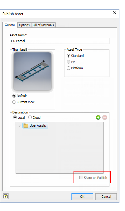 How can a Factory assets be published publicly from Inventor?