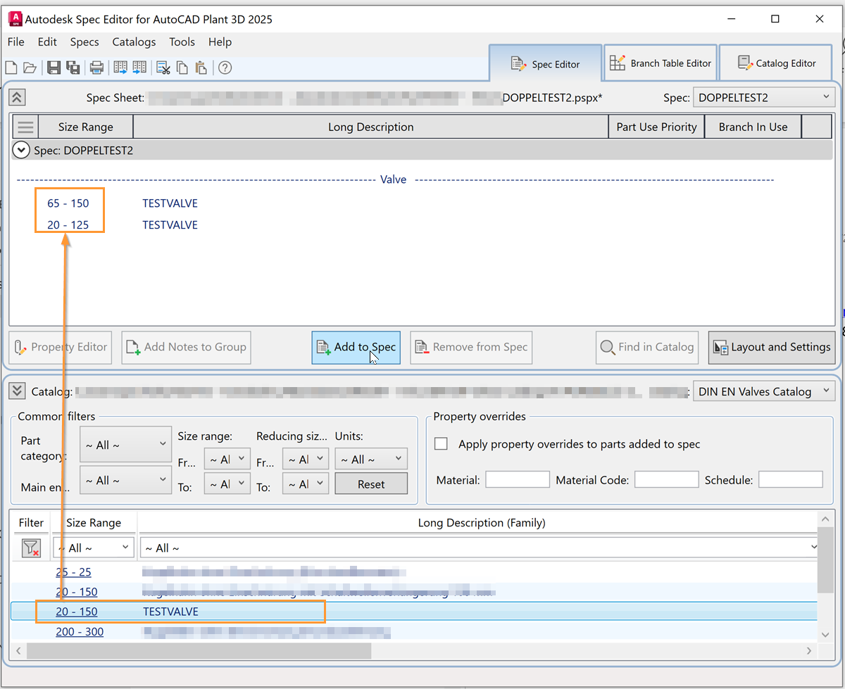 カタログからコンポーネントを追加すると、AutoCAD Plant 3D の