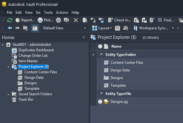 Verwenden eines einzelnen Inventor-Projekts mit Vault