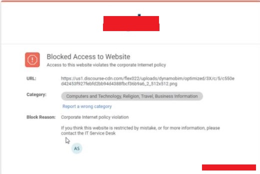Blocked Access to Website' error message appears while
