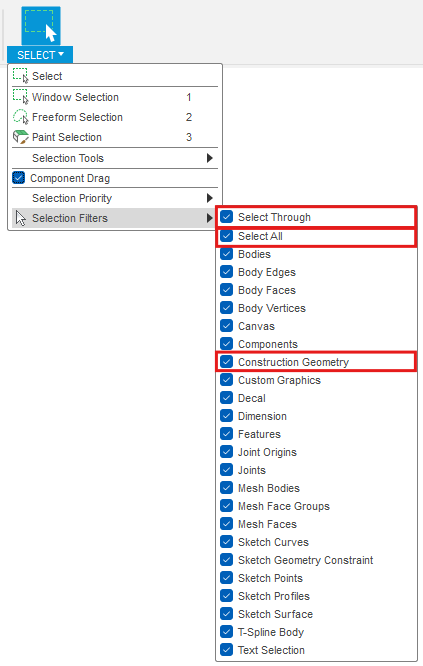 Unable to select construction plane in Fusion design environment