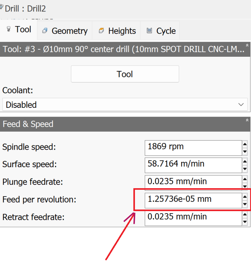 Feed value appears as zero when outputting the NC program for the ...