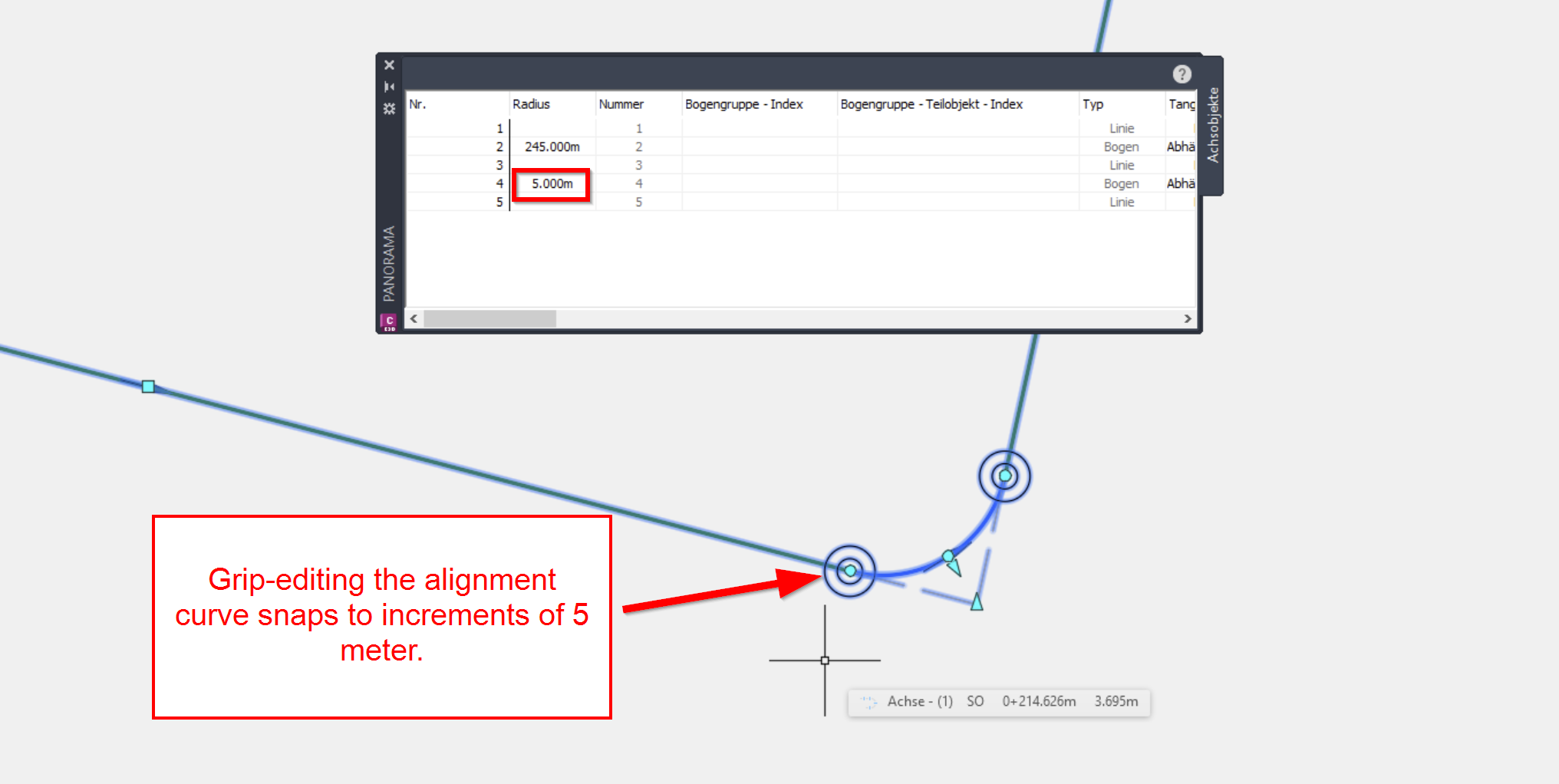 Editing an alignment curve snaps to a raster in Civil 3D