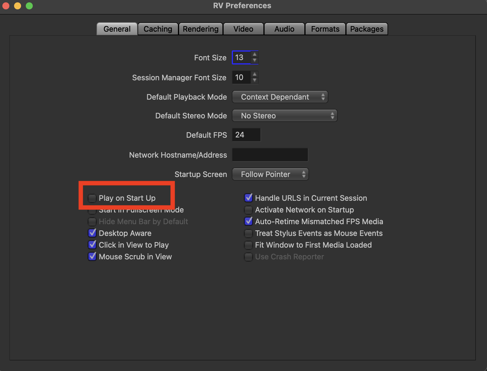 Play on startup is always active in Flow Production Tracking RV