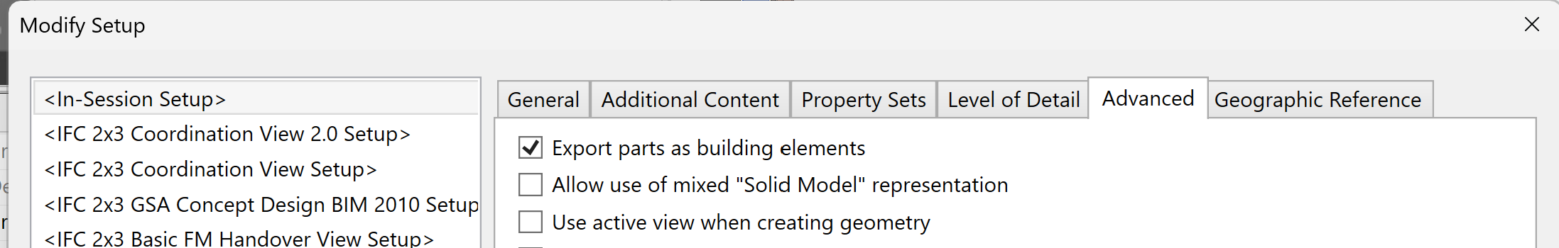 "Export to IFC as" settings fail at specific system families in Revit