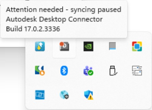 Syncing Paused message on Desktop Connector Icon