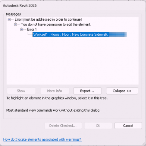 Unable to sync in Revit file based workshared project