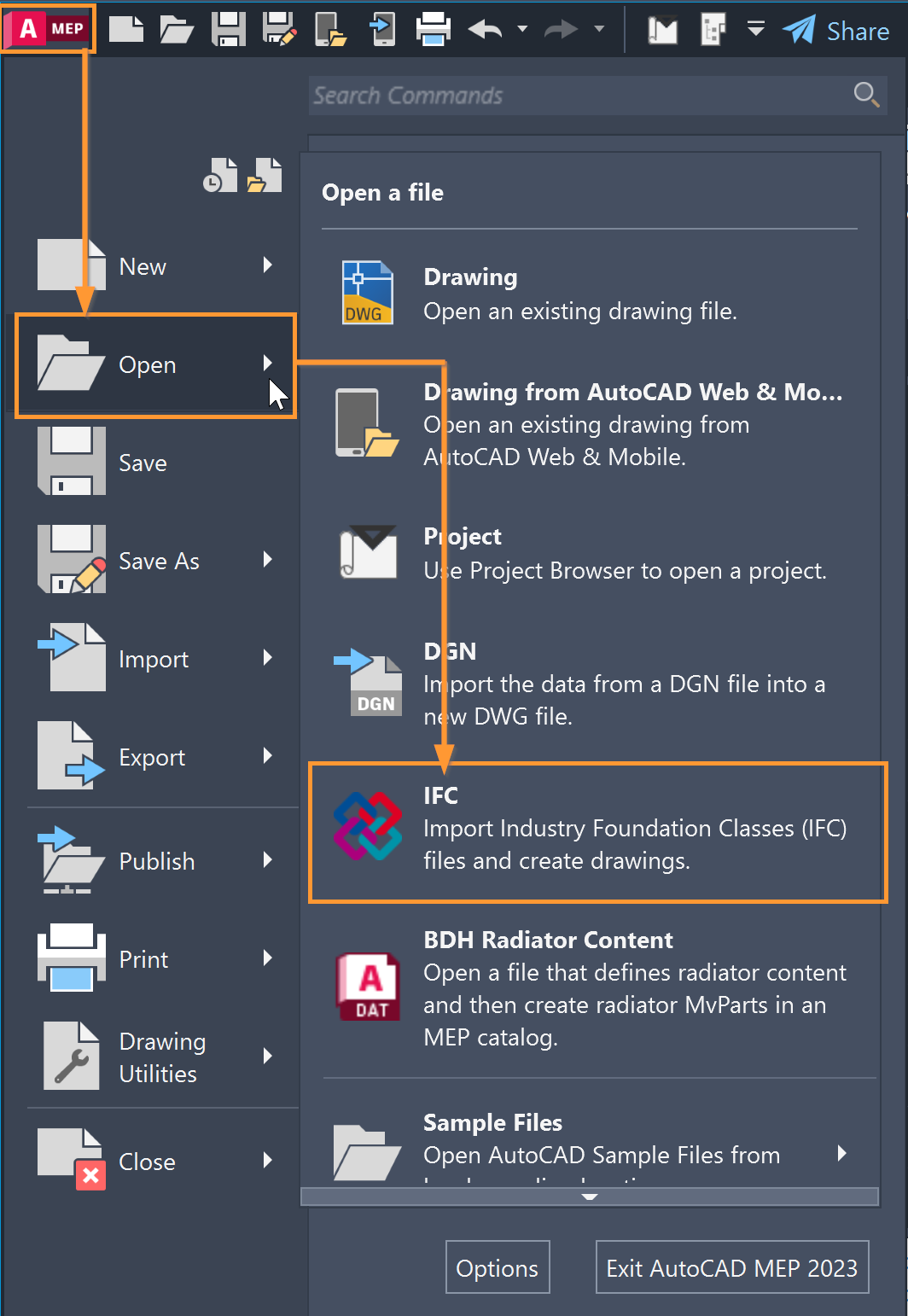 Using IMPORT with IFC fails in AutoCAD Architecture or MEP