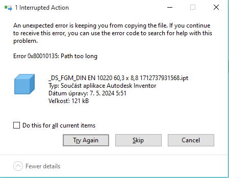 An unexpected error is keeping you from copying the file  Path 