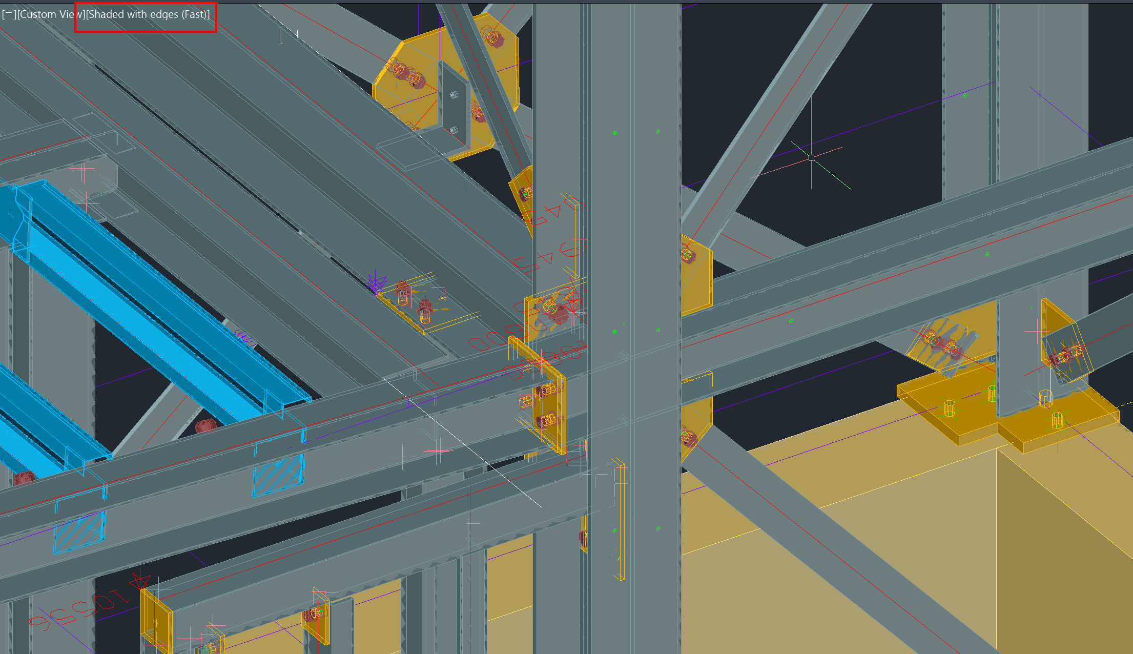 Advance Steel のシェード表示スタイルのグラフィックスがギザギザで