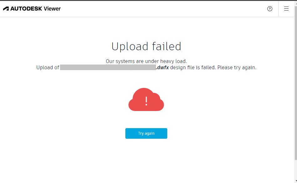 "Error al cargar. "Nuestros sistemas están sometidos a una gran carga ...