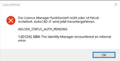 1:[IDSDK] 3004: IDSDKで一部の内部エラーの解決に失敗しました... AutoCAD 2024以降のバージョンを起動した場合