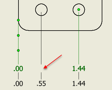 A gap appears on the Ordinate set Dimension line when a member is ...