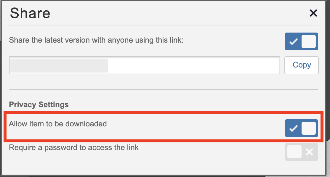 No download option on Fusion share link