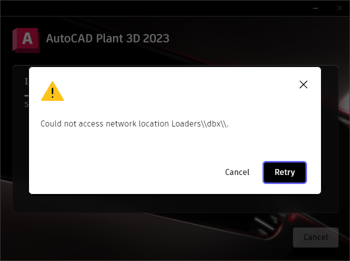 Could not access network location Loaders\dbx\
