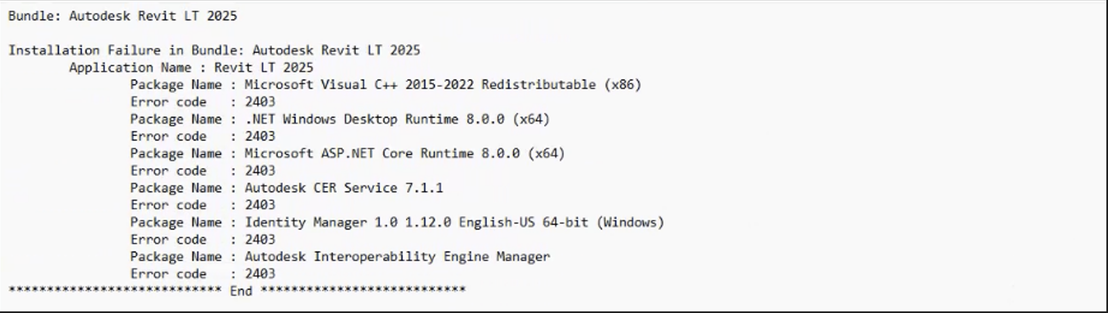 Error 2403 when installing Autodesk software