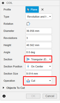 Coil command options.