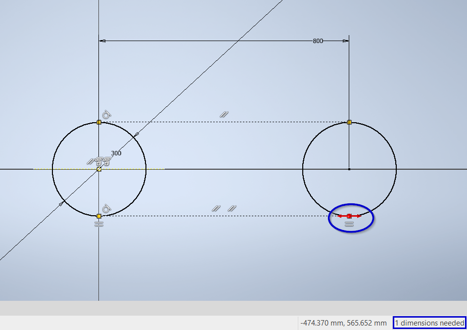 Inventor shows one degree of freedom in a sketch that should be ...