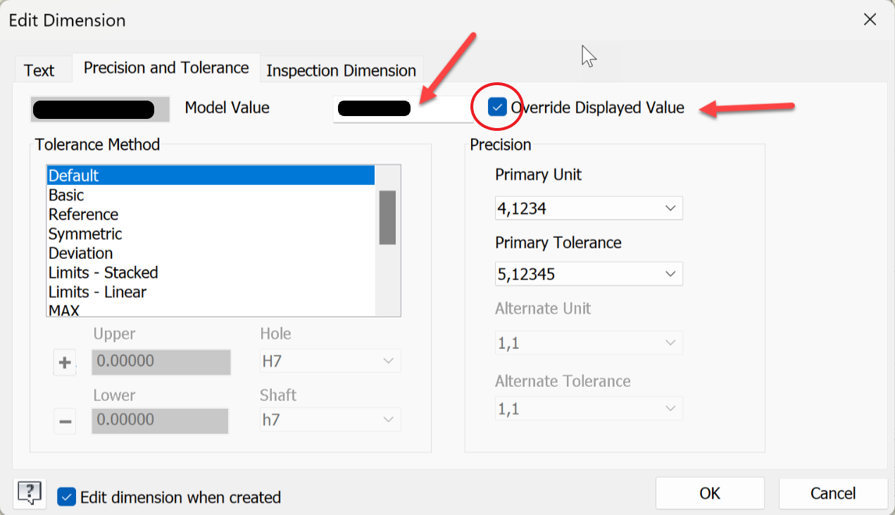 Incorrect drawing dimension showing in Inventor